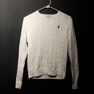 Ralph Lauren Women White Cable-knit Cotton Sweater